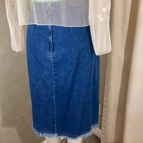 Vintage For Joseph Denim Raw Edge Skirt - Picture 3 of 5